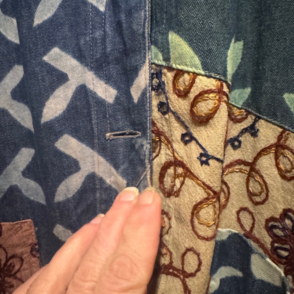 Sacred Threads Patchwork Indigo Blue Cotton Jacke… - image 7